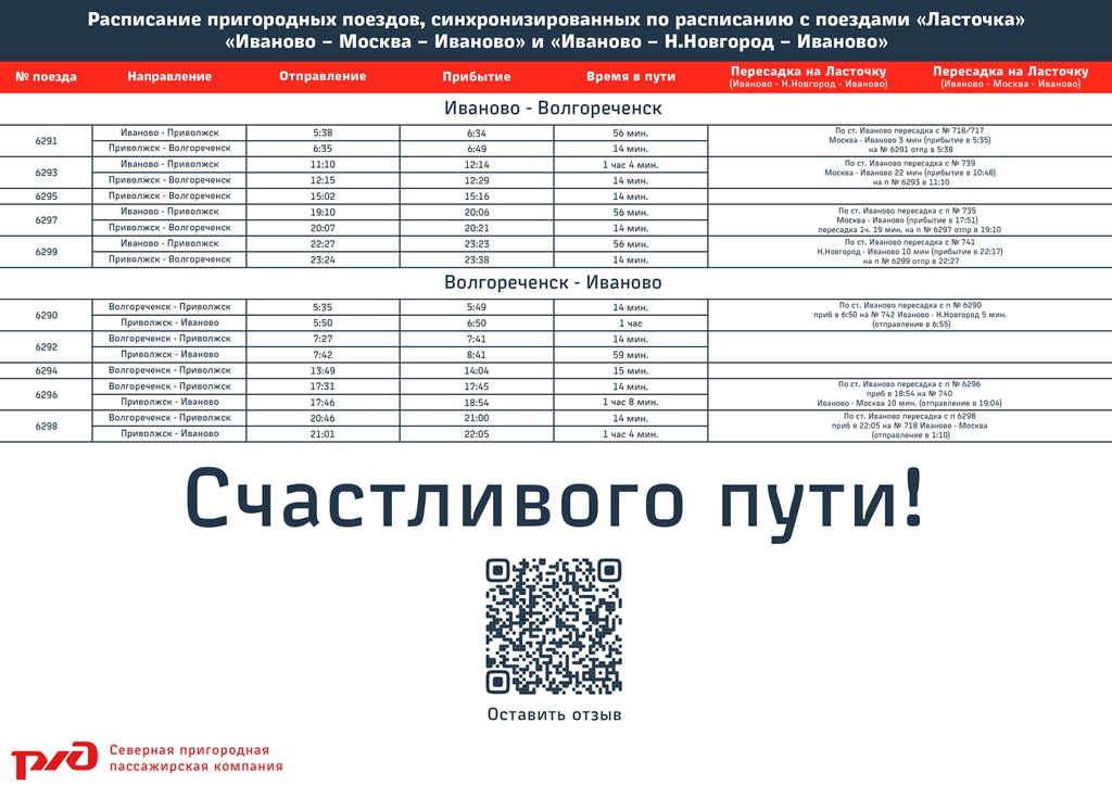Расписание пригородных поездов